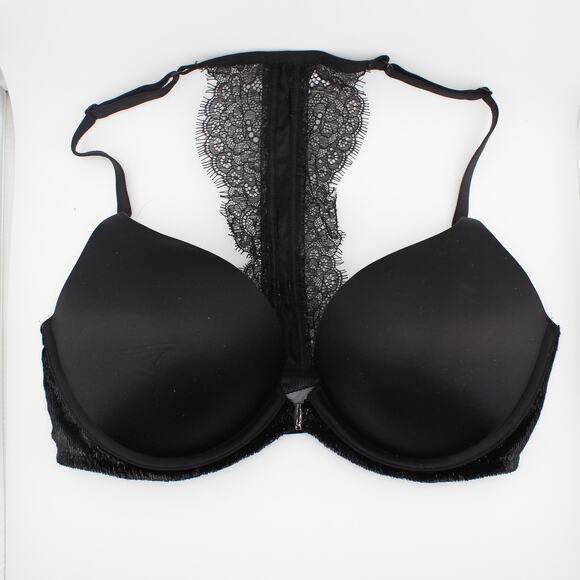 Victorias Secret Bra Womens 34C Black Bombshell Plunge Front Close Racerback - Picture 1 of 6